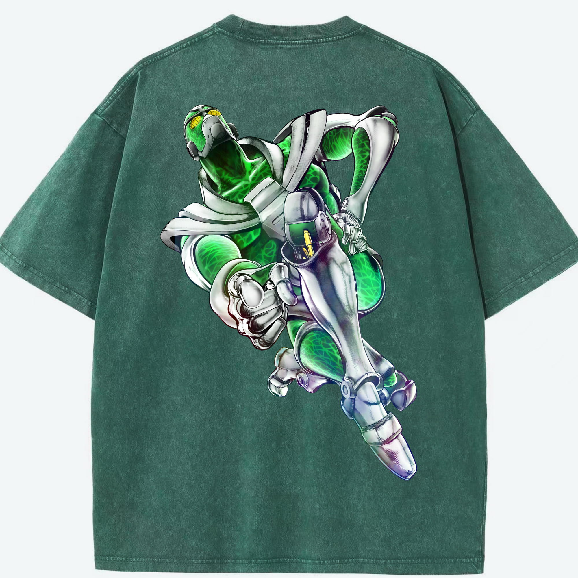 （画像用） ジョジョの奇妙な冒険 花京院 典明（かきょういん のりあき） JoJo's Bizarre Adventure Kakyoin Noriaki 綿100% ヴィンテージ風 半袖Tシャツ（背面プリント）